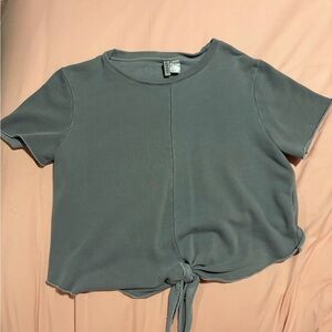 H&M Blue Tie-Front Short Sleeve Top